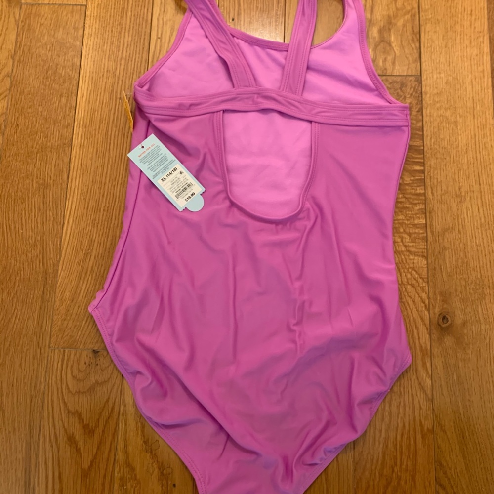 Girl's Cat & Jack Purple Sequined, Swim Suit, Size XL (14-16) - Picture 3 of 4